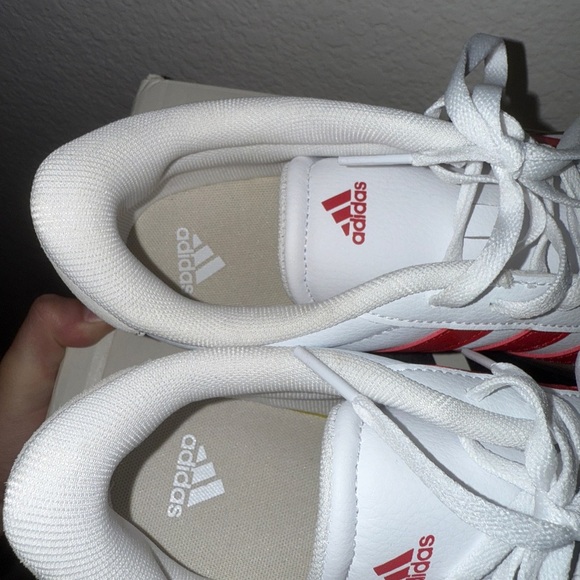 Adidas VL Court 3.0 White and Red Casual Sneakers - Picture 4 of 6